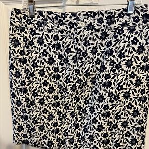 White with navy floral cotton mini skirt. Chaps size 8